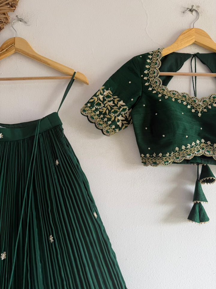 Green Tissue Silk Lehenga