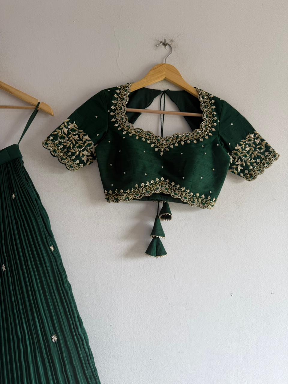 Green Tissue Silk Lehenga