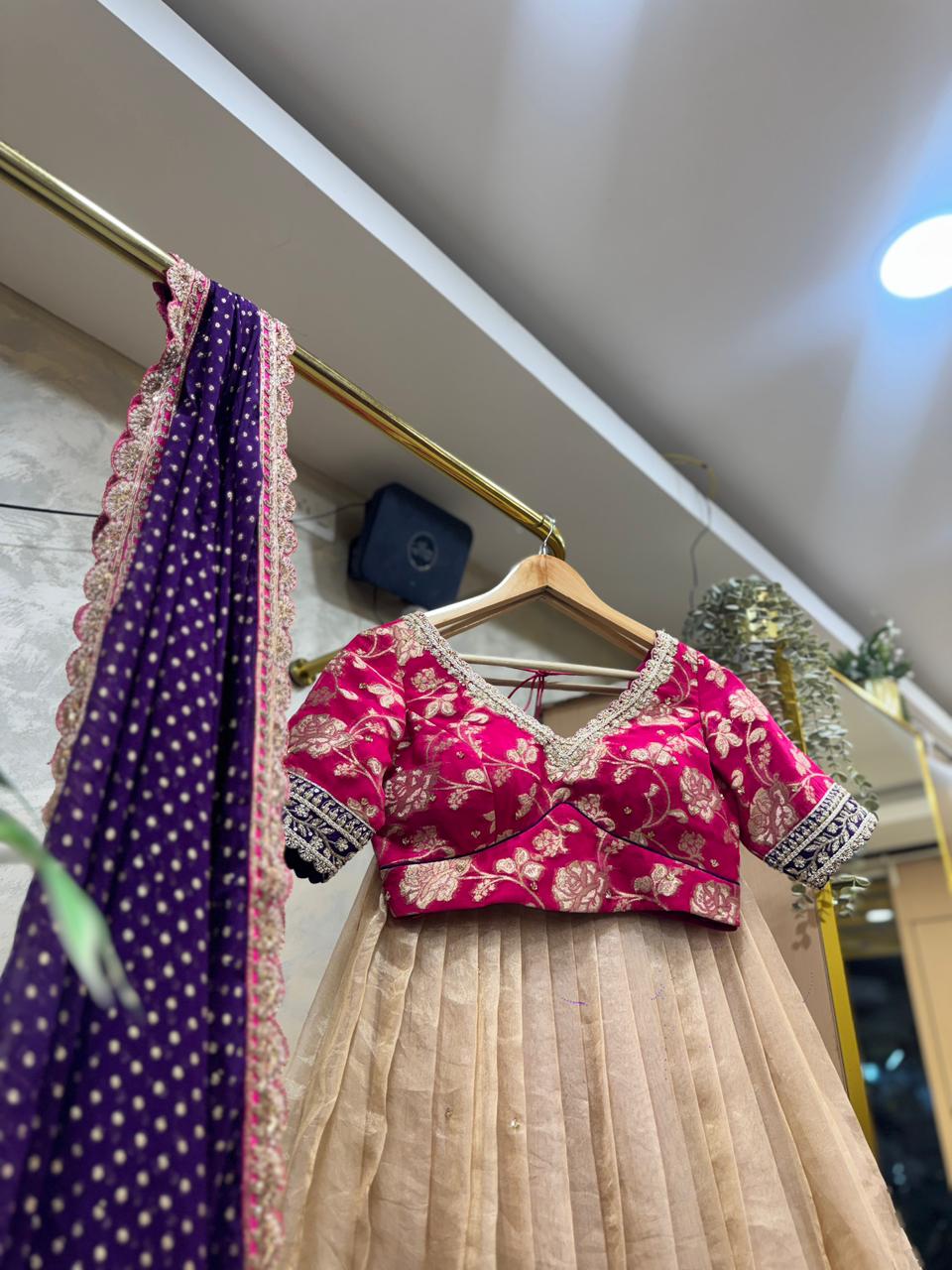 Ivory Tissue Lehenga