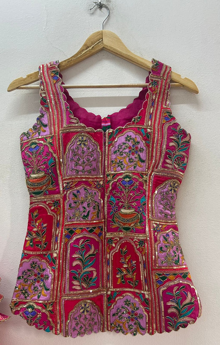 Fusion Bustier Pink Lehenga