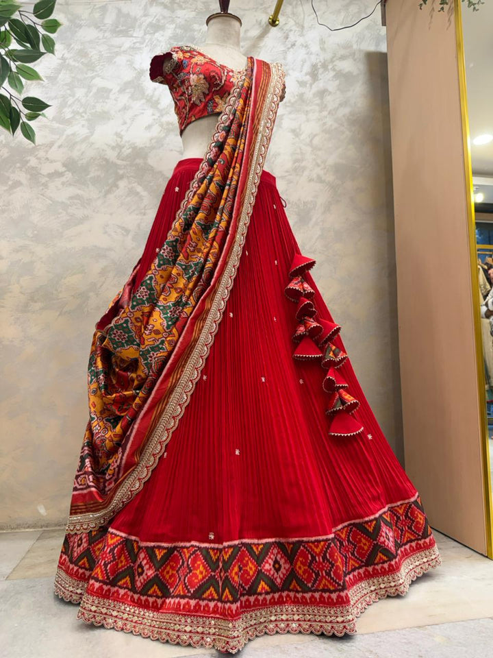 The Royal Patola Crimson Lehenga