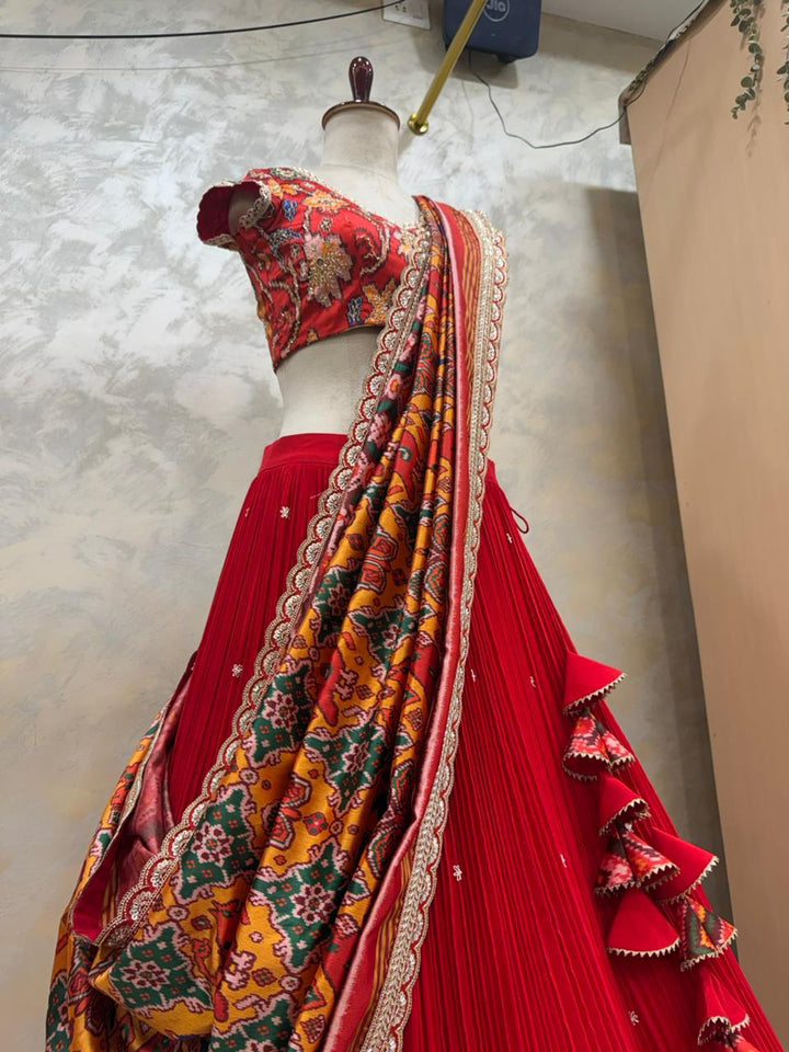 The Royal Patola Crimson Lehenga