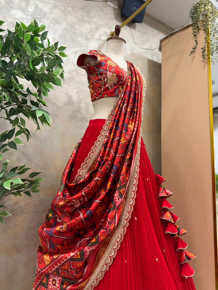 The Royal Patola Crimson Lehenga