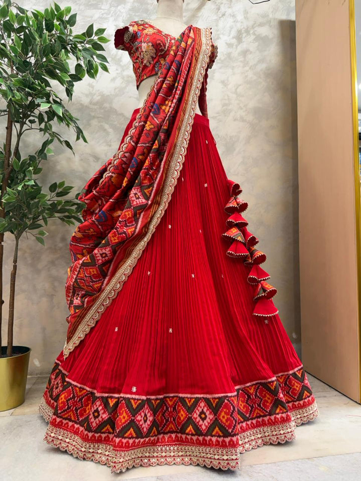 The Royal Patola Crimson Lehenga