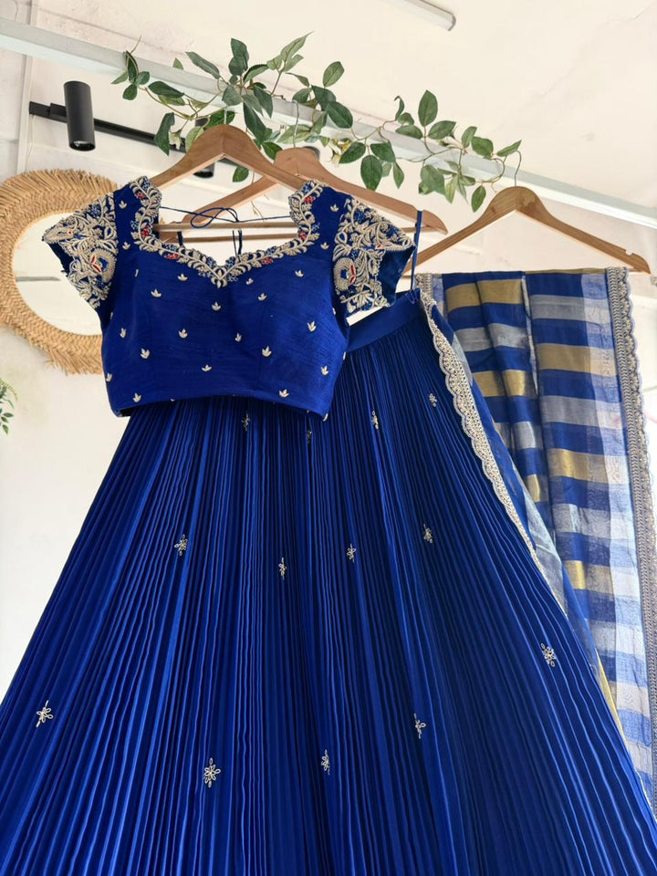 Royal Blue Natural Crape Silk Lehenga