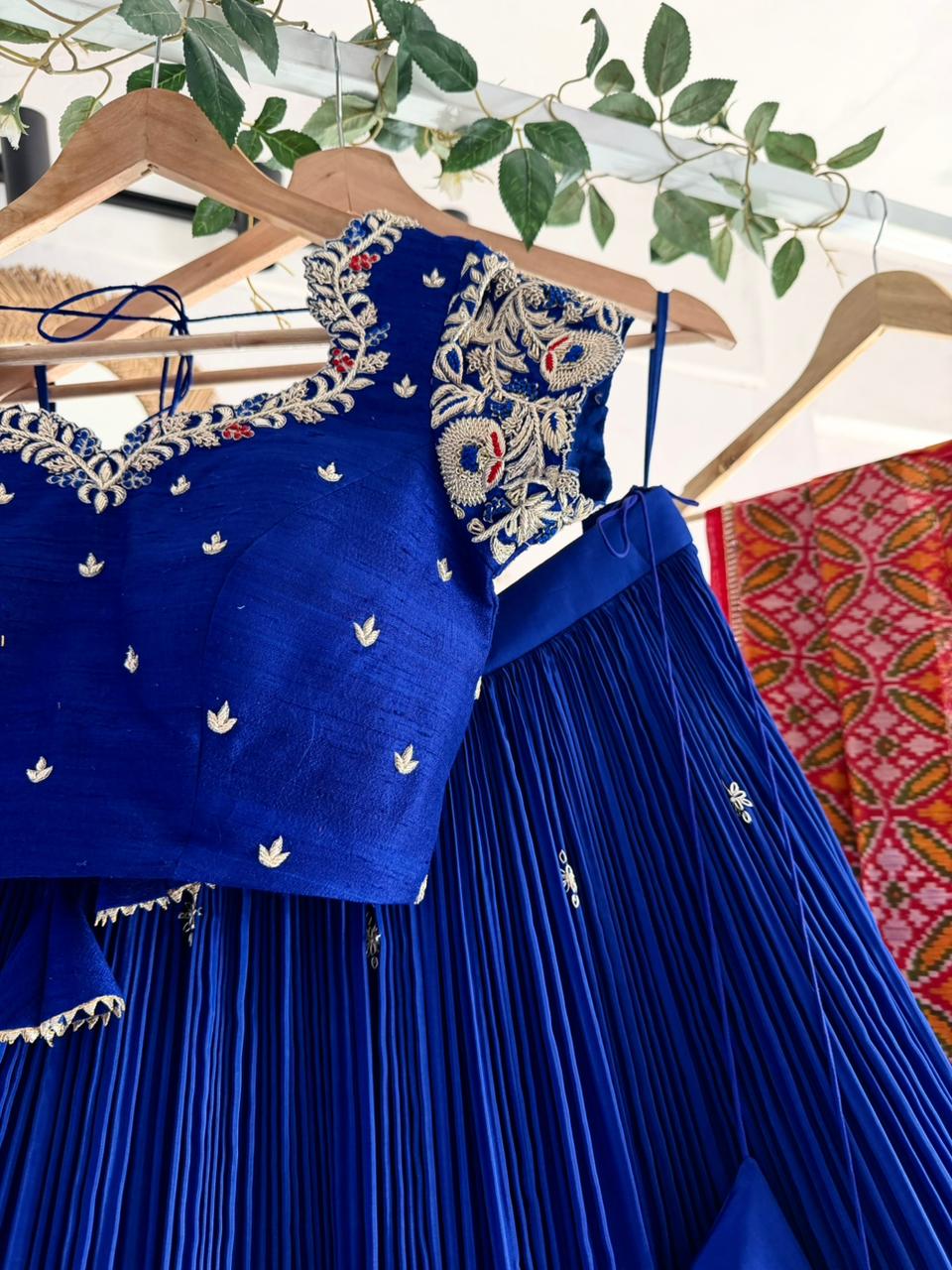 Royal Blue Natural Crape Silk Lehenga