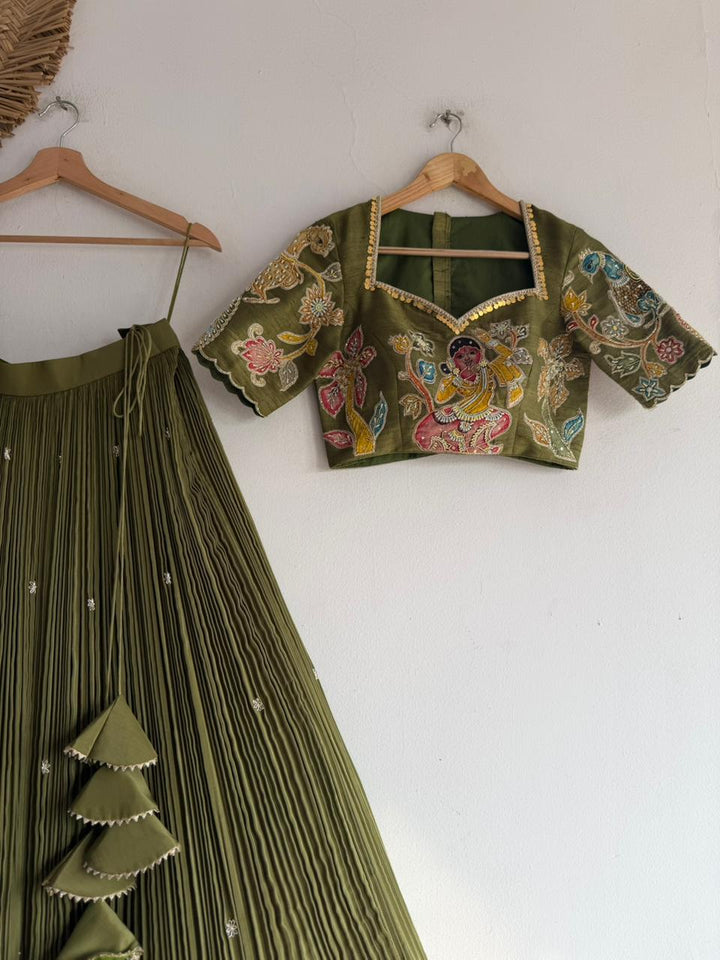 Mehndi Green Natural Crape Silk