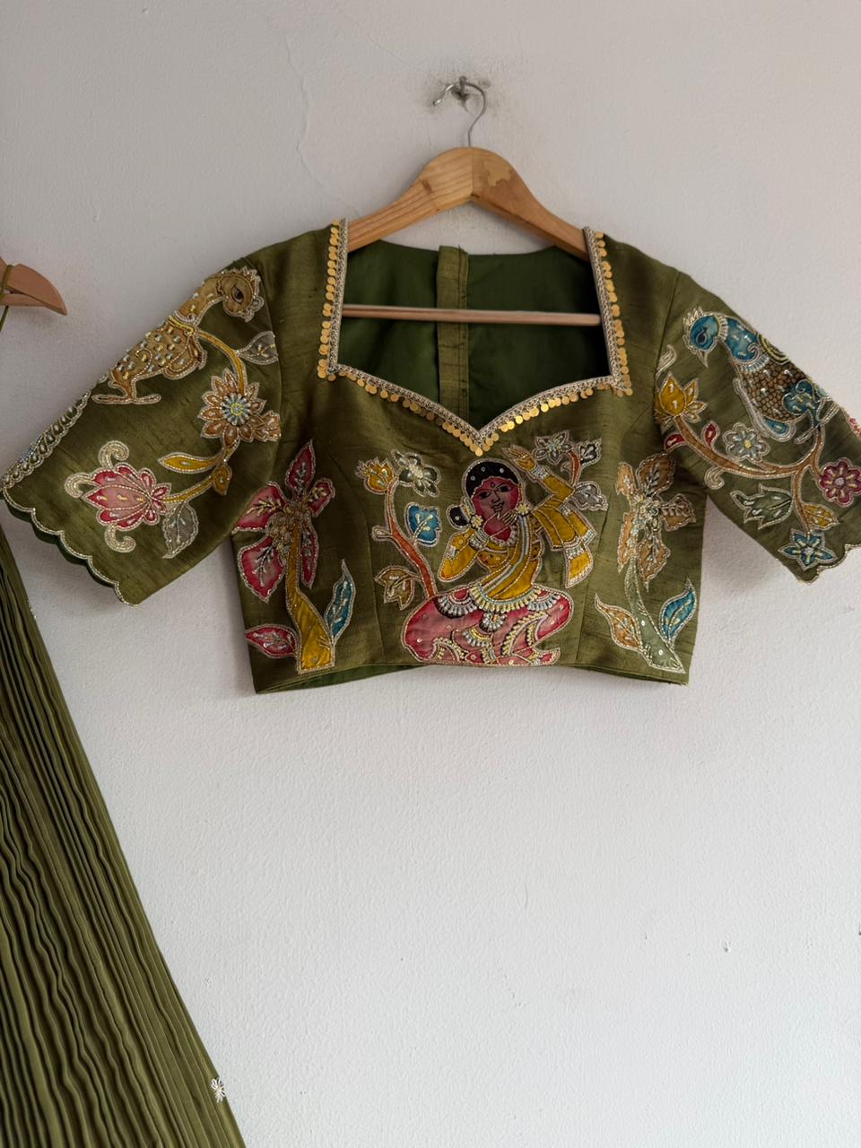 Mehndi Green Natural Crape Silk