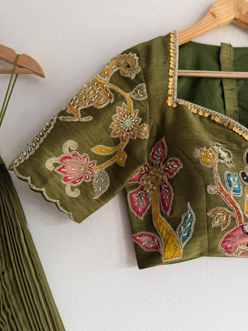 Mehndi Green Natural Crape Silk