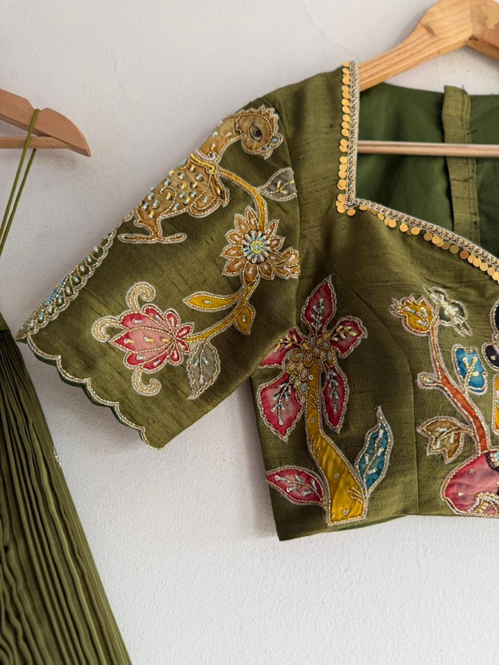 Mehndi Green Natural Crape Silk