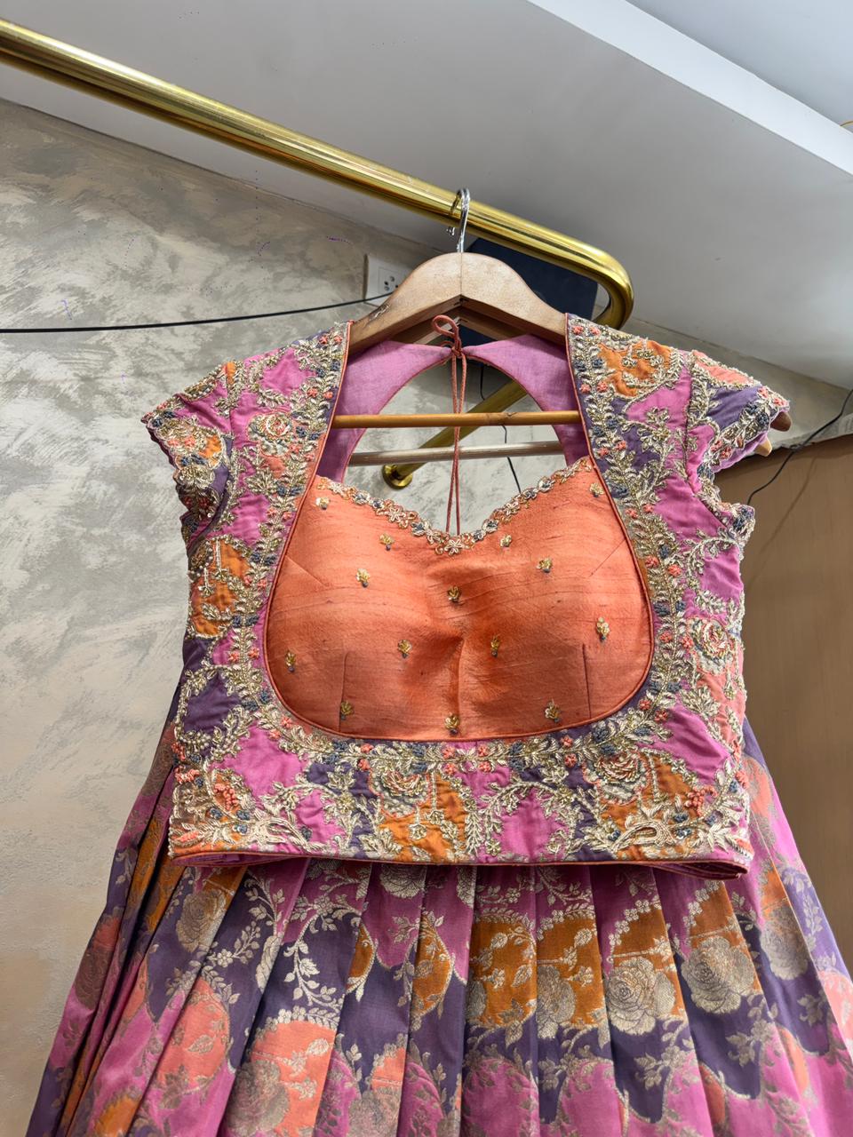 Peach & Pink Banaras Silk Lehenga