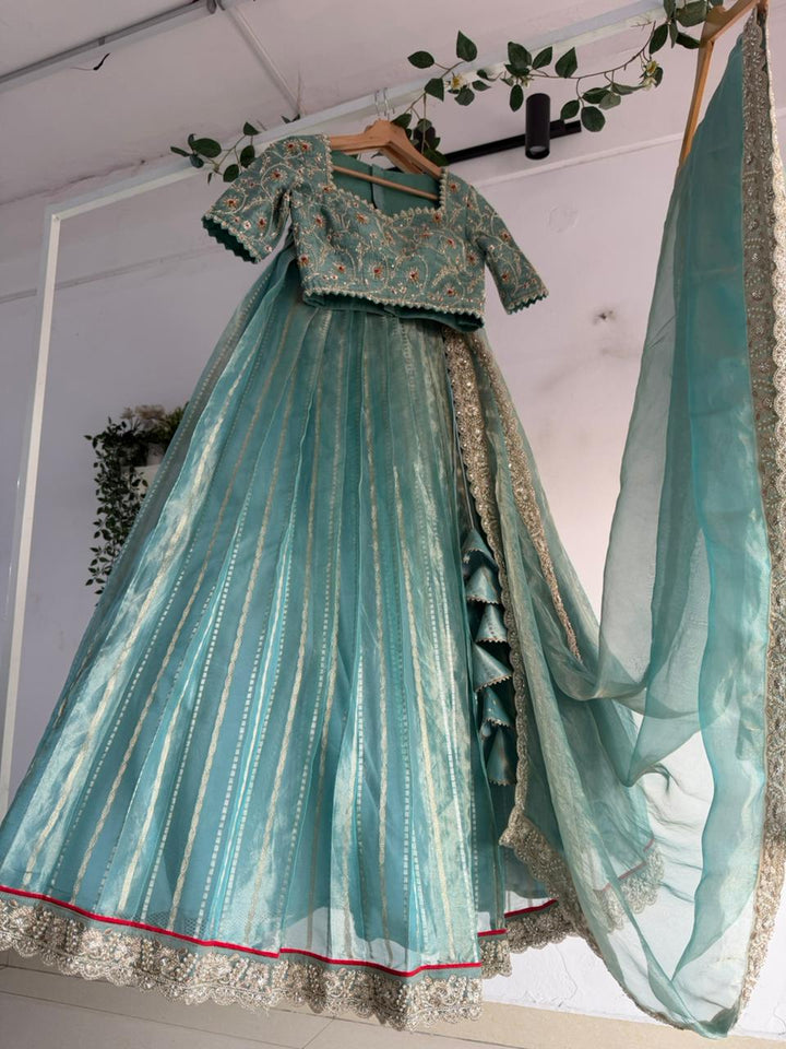 Aqua Tissue Silk Lehenga