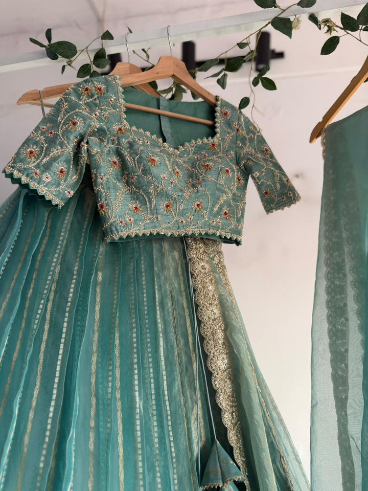 Aqua Tissue Silk Lehenga