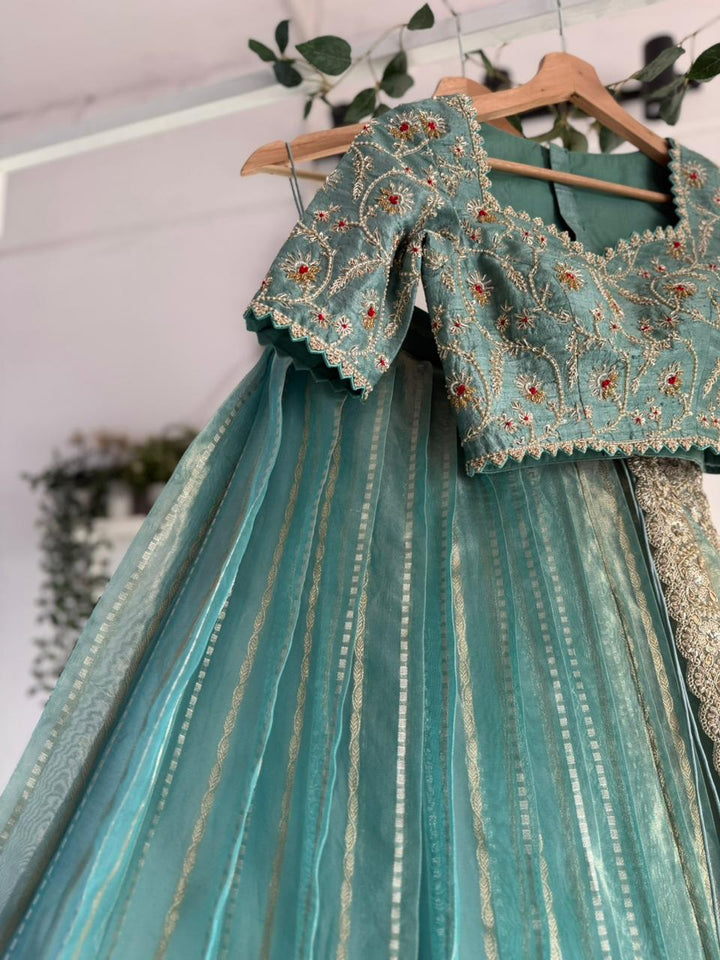 Aqua Tissue Silk Lehenga