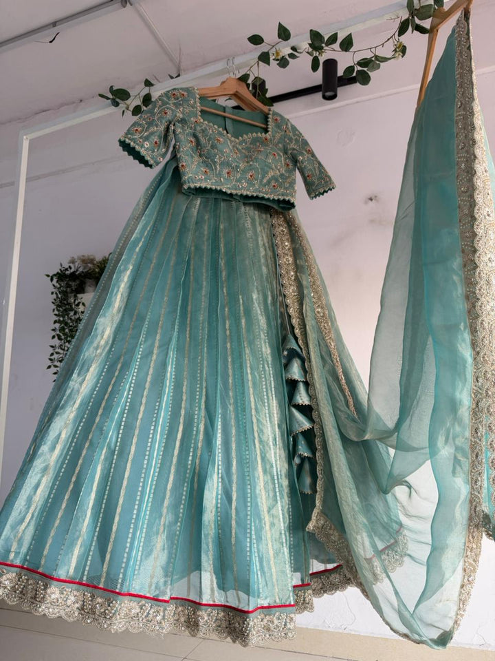 Aqua Tissue Silk Lehenga