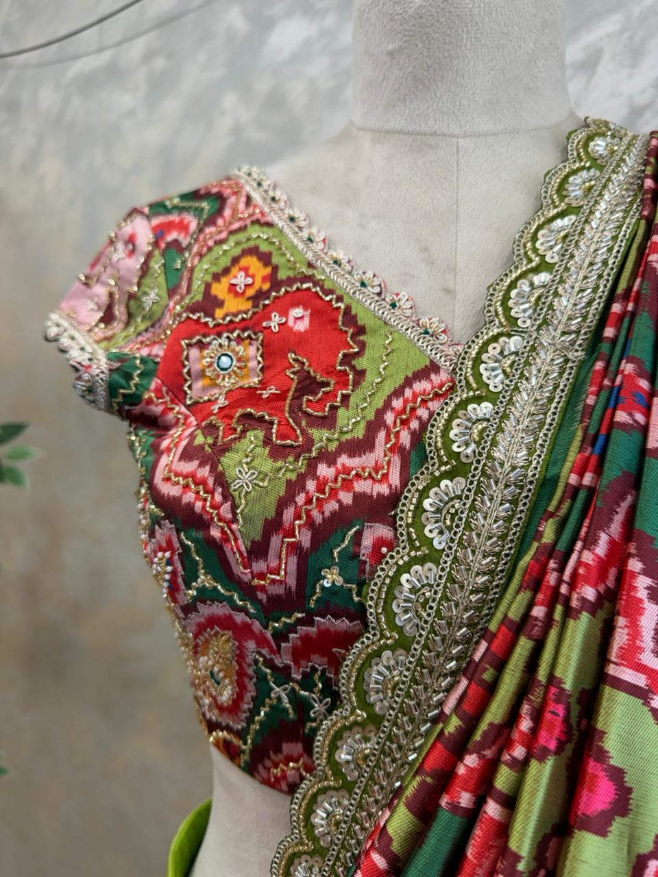 The Mayura Green Patola Lehenga