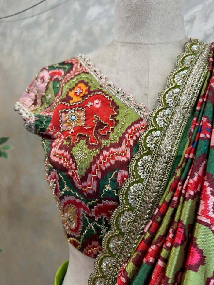 The Mayura Green Patola Lehenga