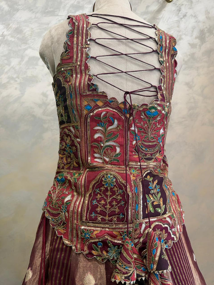 Gilded Crimson Fusion Lehenga