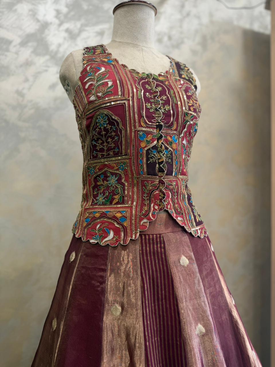 Gilded Crimson Fusion Lehenga