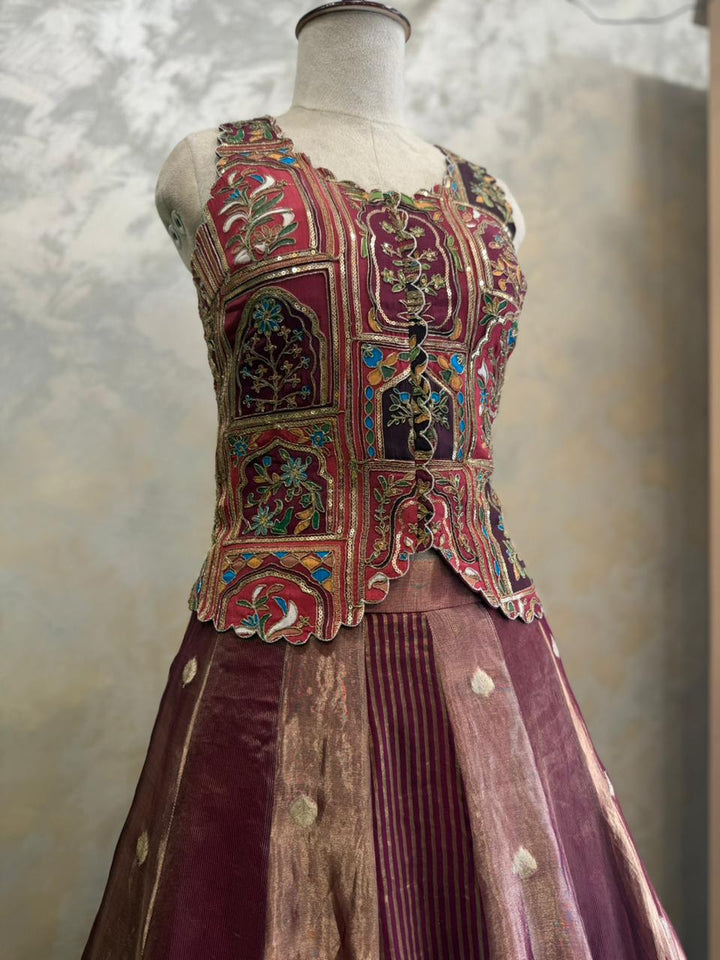 Gilded Crimson Fusion Lehenga