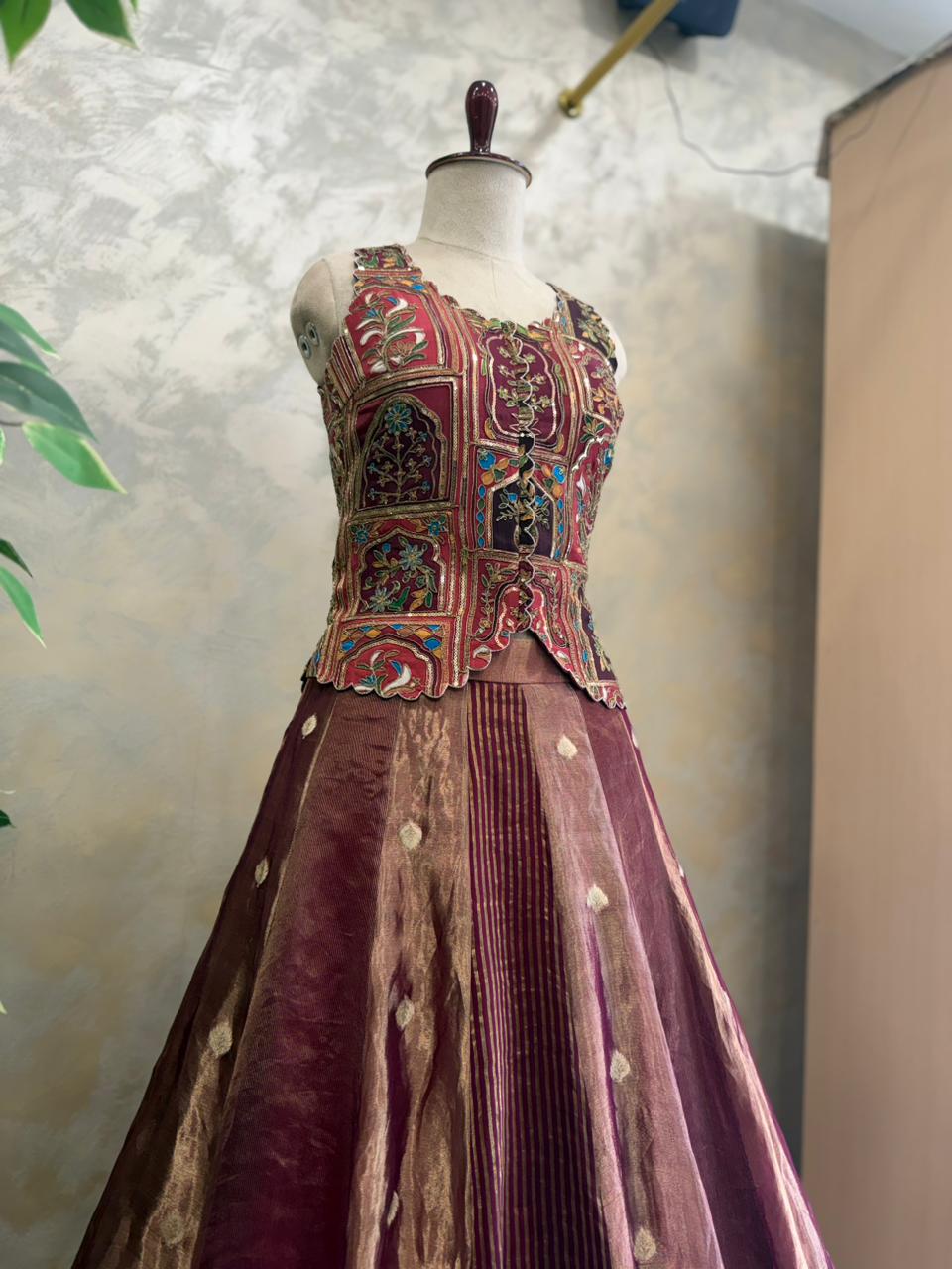 Gilded Crimson Fusion Lehenga