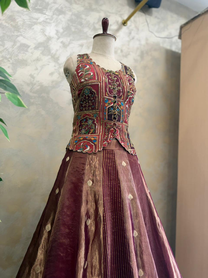 Gilded Crimson Fusion Lehenga
