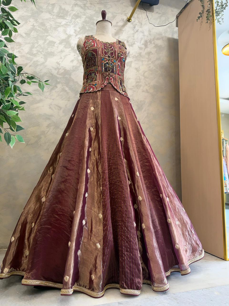 Gilded Crimson Fusion Lehenga