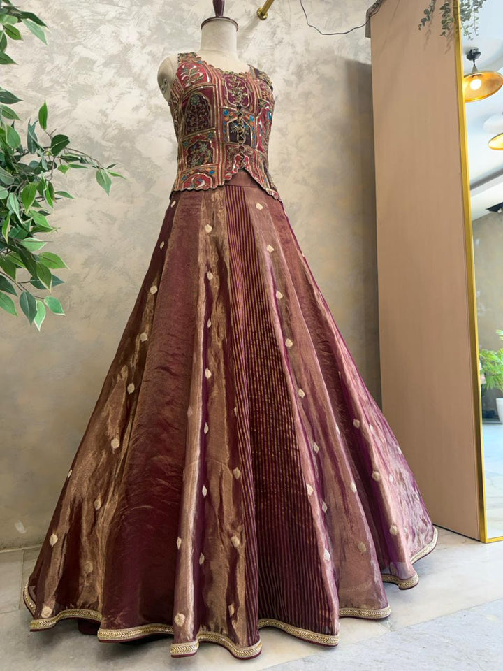 Gilded Crimson Fusion Lehenga