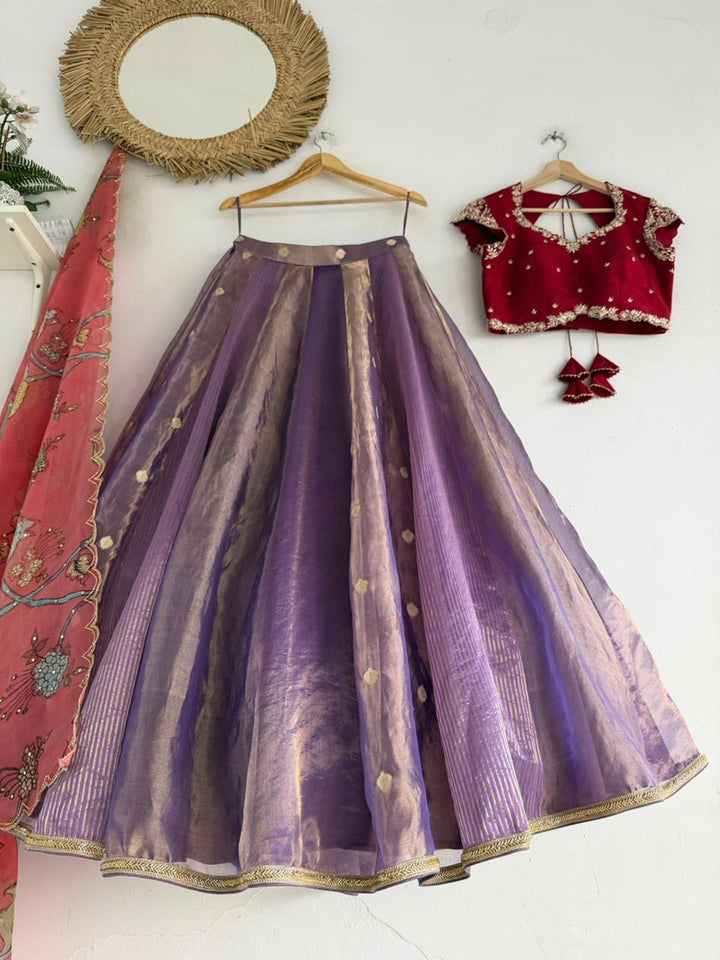 Lavendar Tissue Lehenga