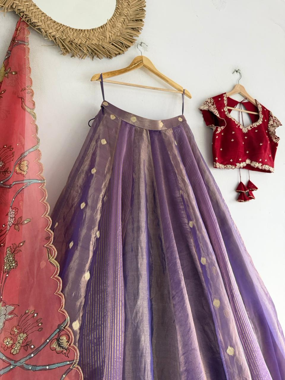 Lavendar Tissue Lehenga