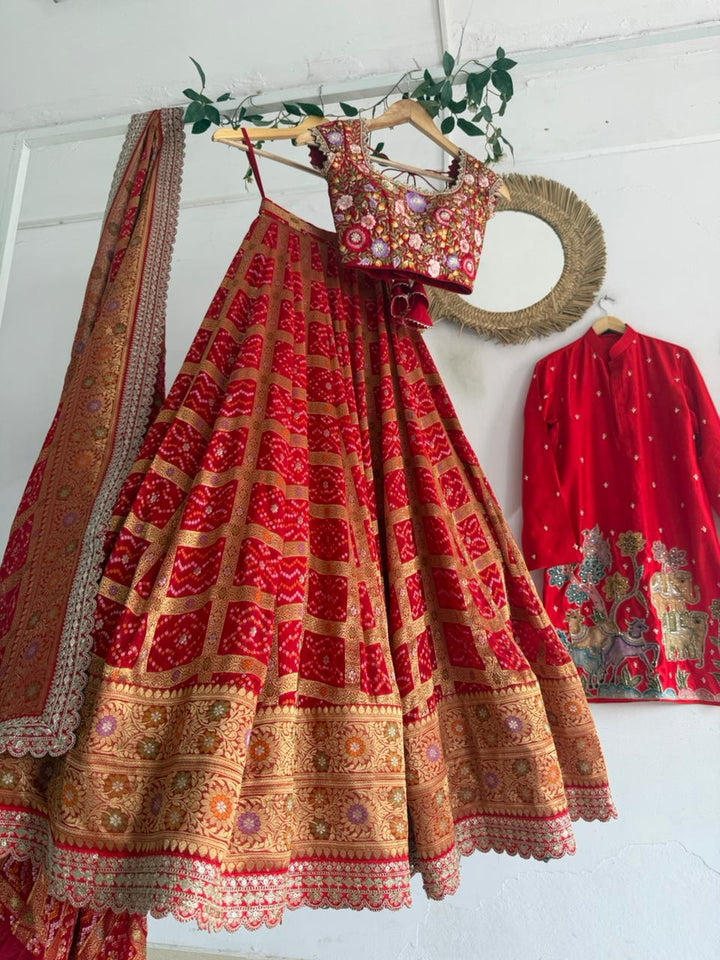Red Bandani & Kalamkari Couple Combo