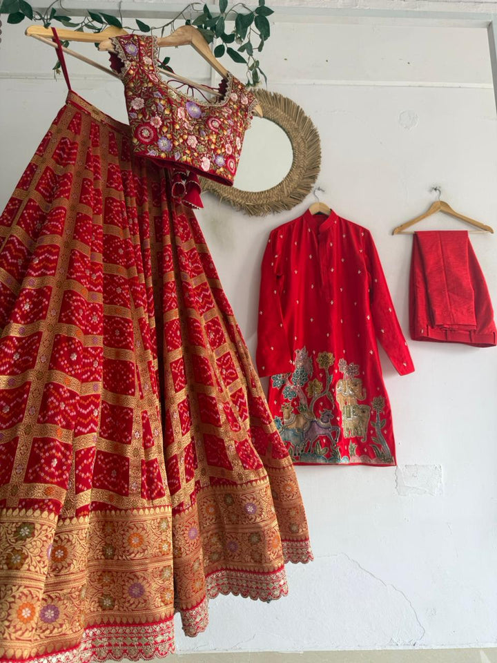 Red Bandani & Kalamkari Couple Combo