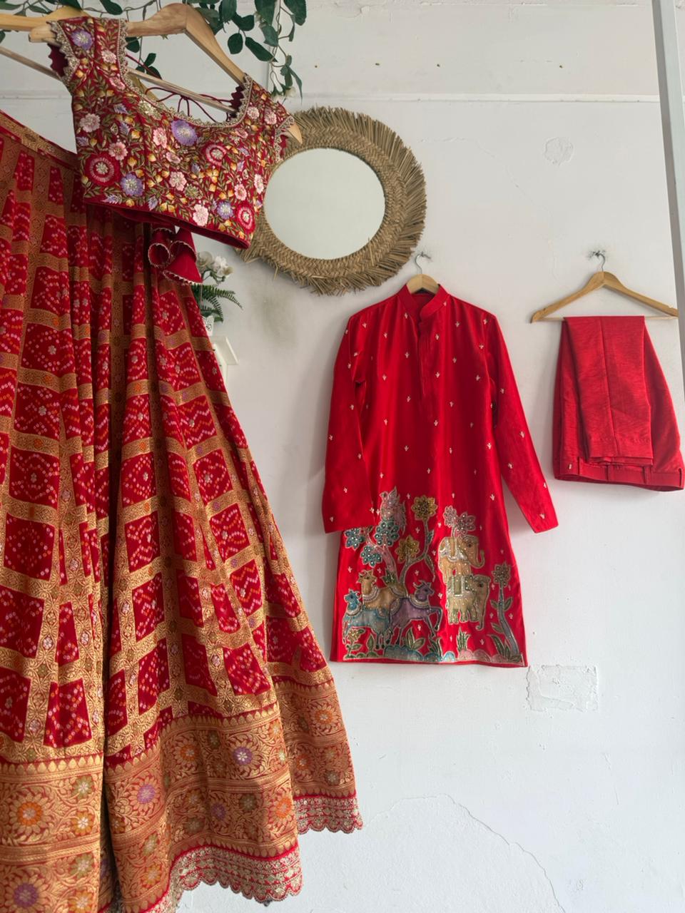 Red Bandani & Kalamkari Couple Combo