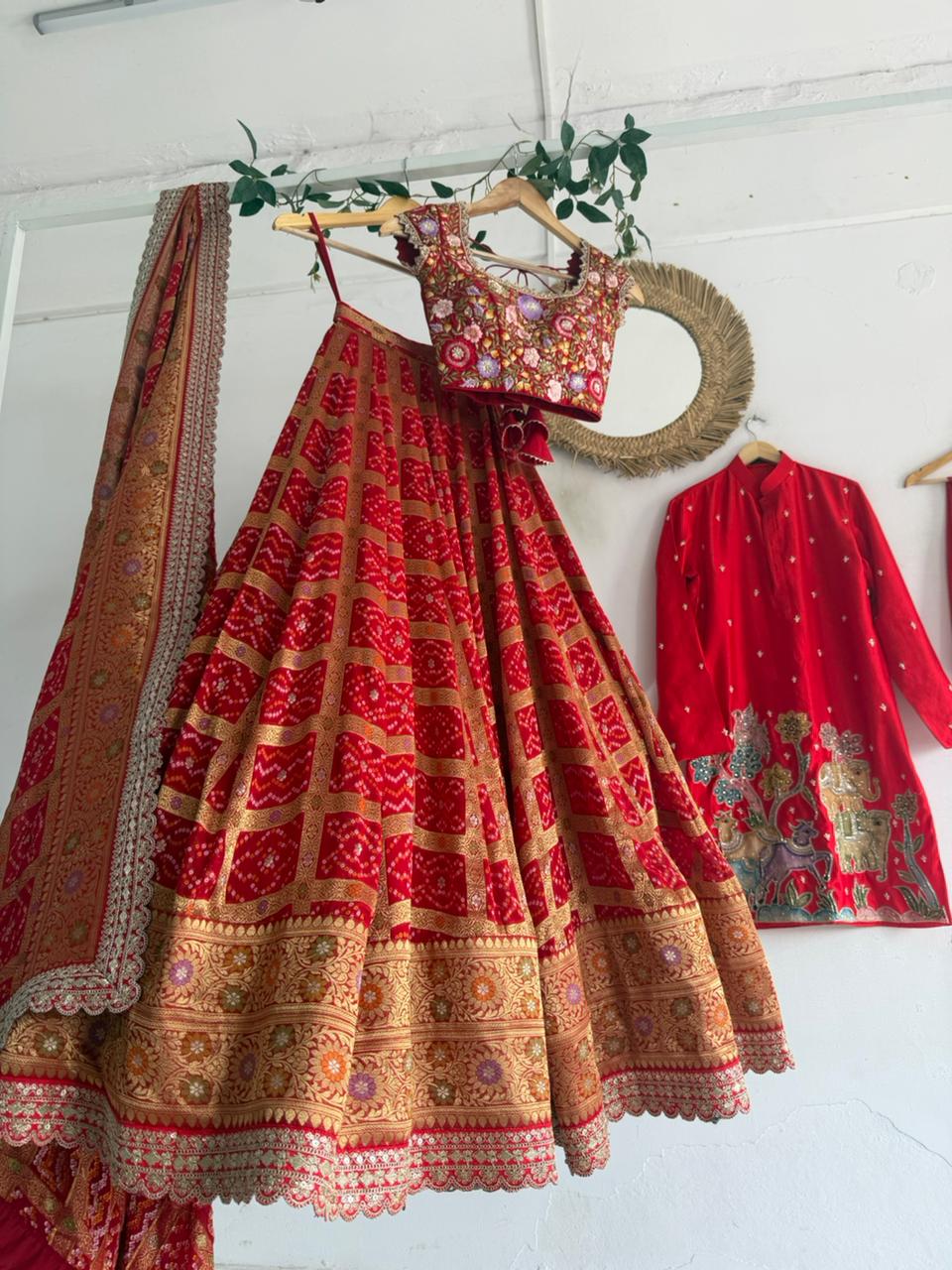 Red Bandani & Kalamkari Couple Combo