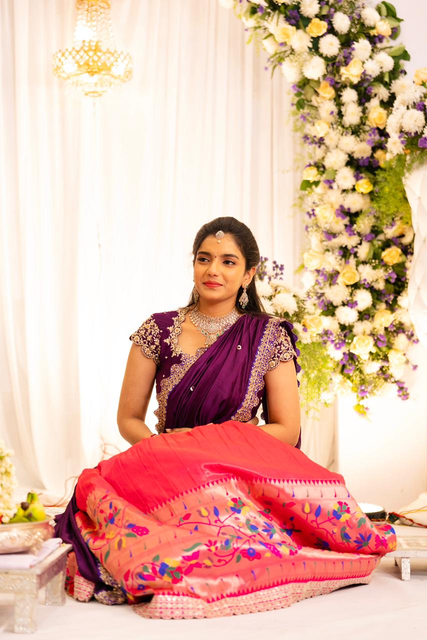 Pink Tissue Paithani Lehenga