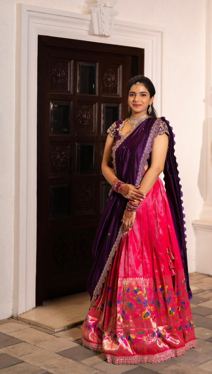 Pink Tissue Paithani Lehenga