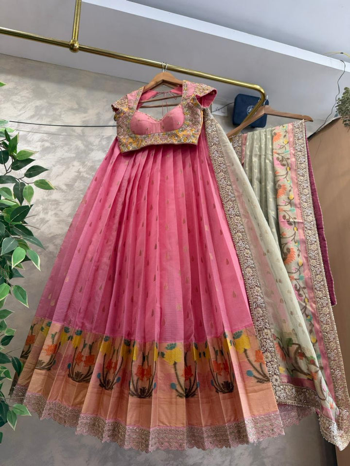 Pink Kota Silk Lehenga