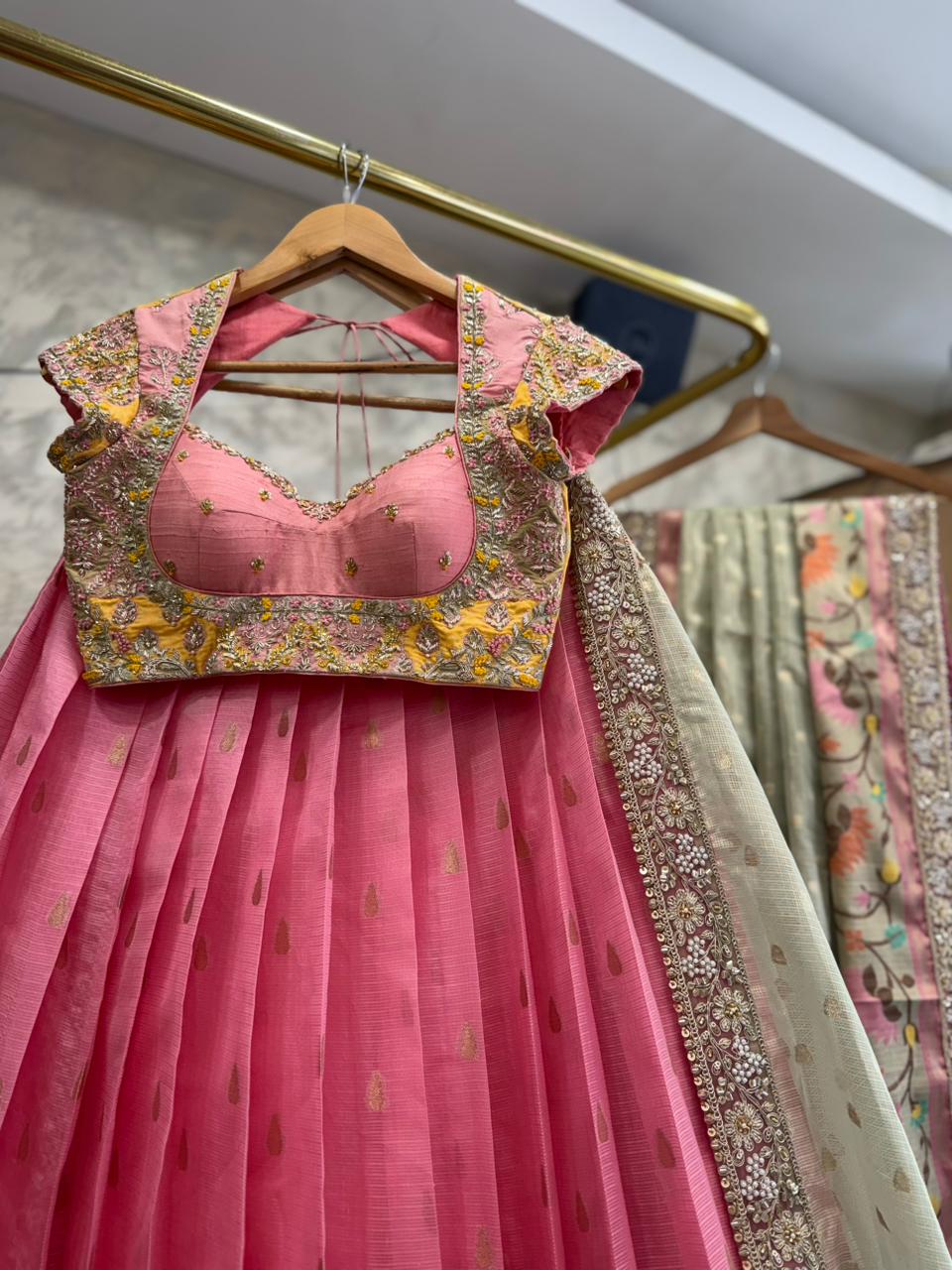 Pink Kota Silk Lehenga