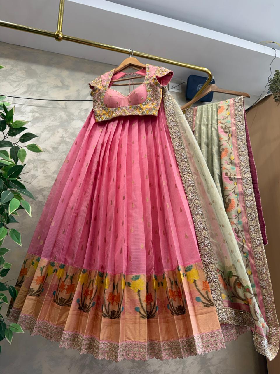 Pink Kota Silk Lehenga