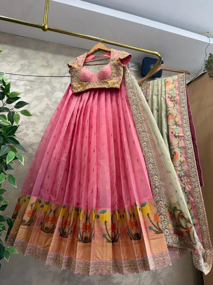 Pink Kota Silk Lehenga