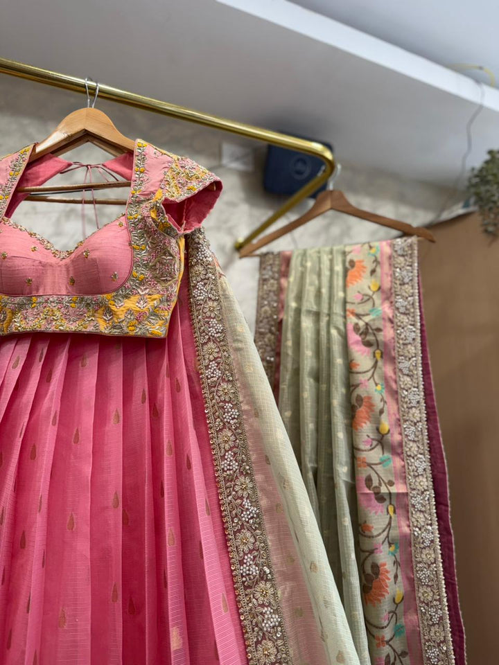 Pink Kota Silk Lehenga