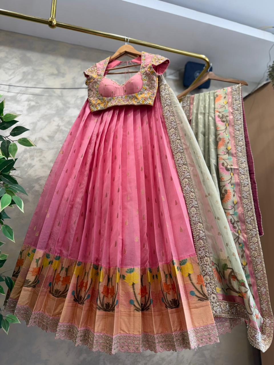 Pink Kota Silk Lehenga