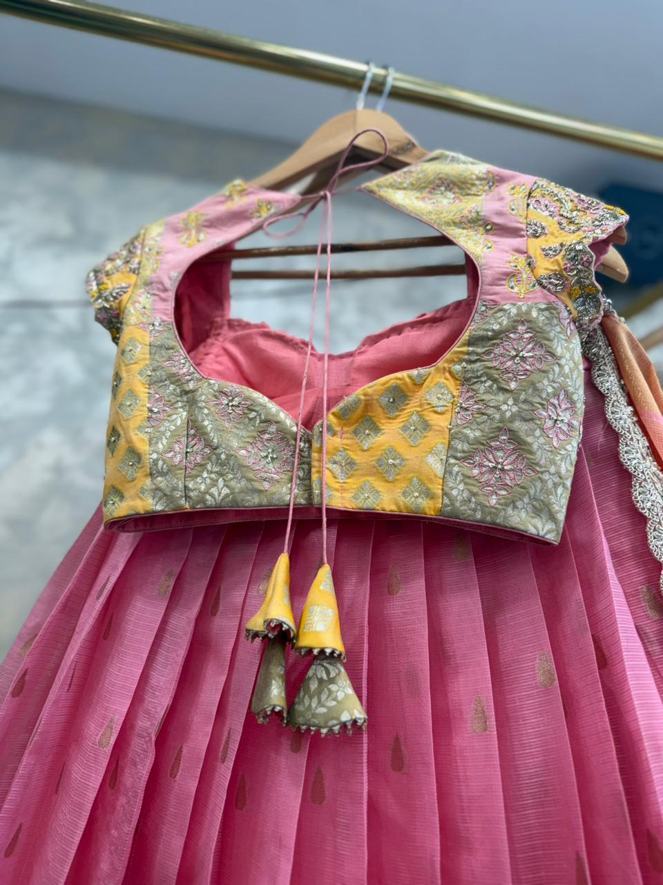 Pink Kota Silk Lehenga