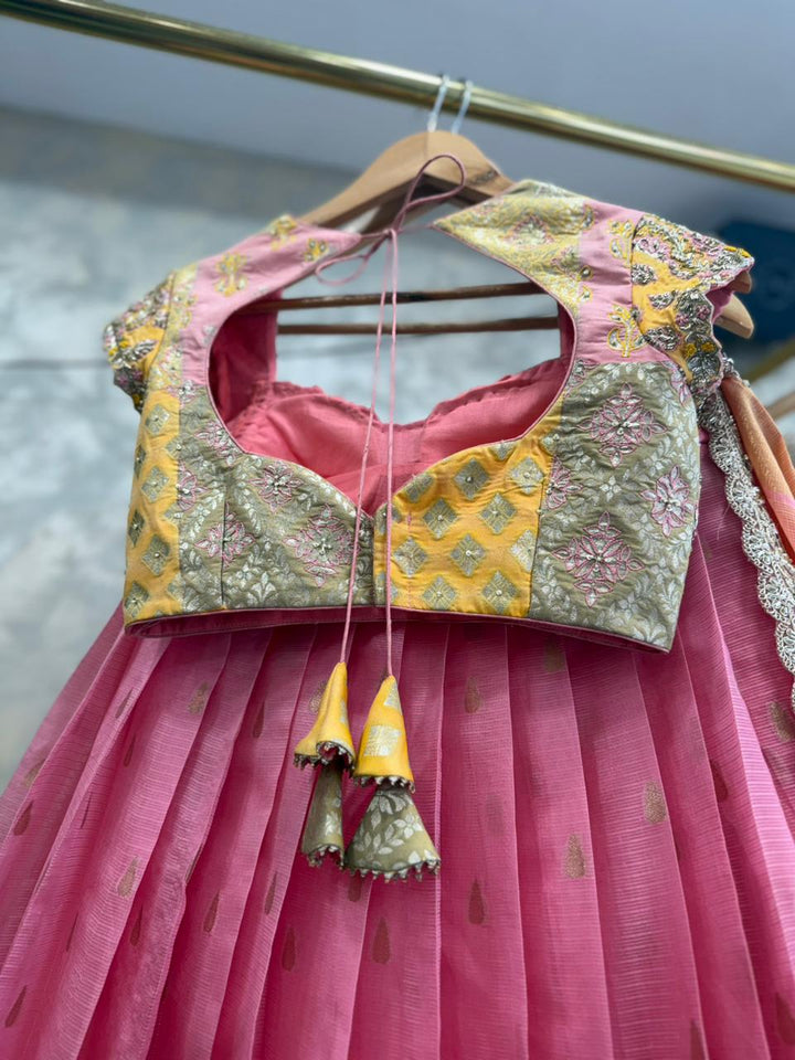 Pink Kota Silk Lehenga