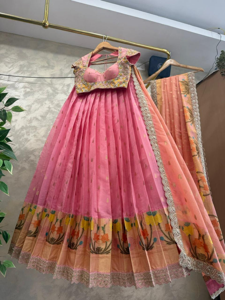 Pink Kota Silk Lehenga