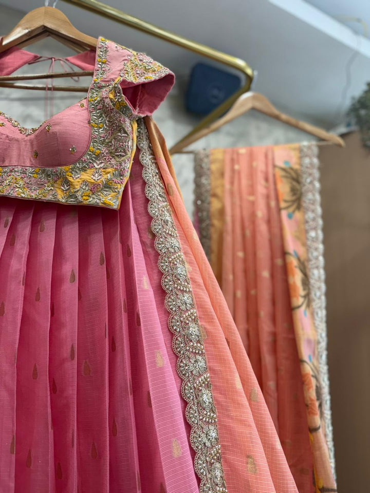 Pink Kota Silk Lehenga