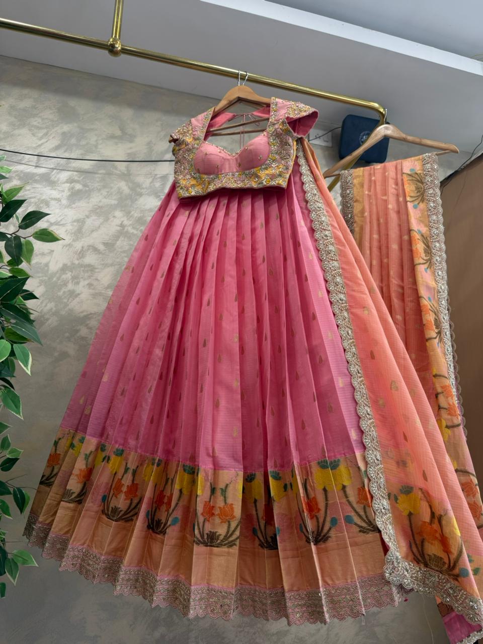 Pink Kota Silk Lehenga