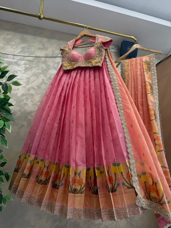 Pink Kota Silk Lehenga