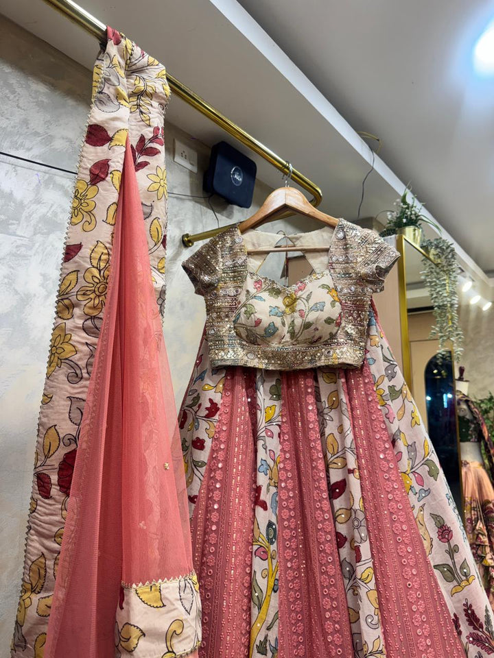 Peach Kalamkari Couple Combo