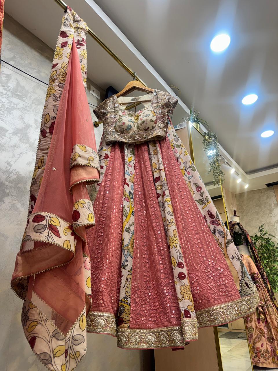 Peach Kalamkari Couple Combo